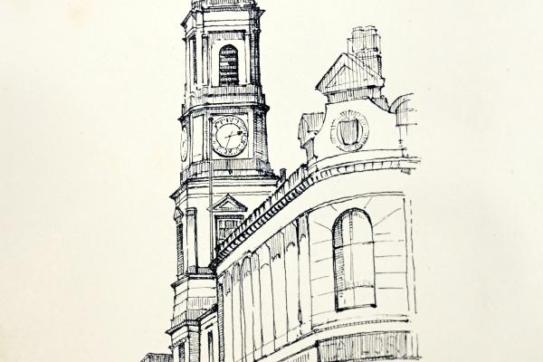 Drawing of Airdrie Cross by Andrew Muir 1954