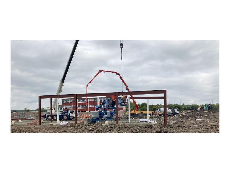 Orbiston Community Hub start of steel erection 